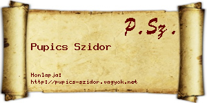 Pupics Szidor névjegykártya